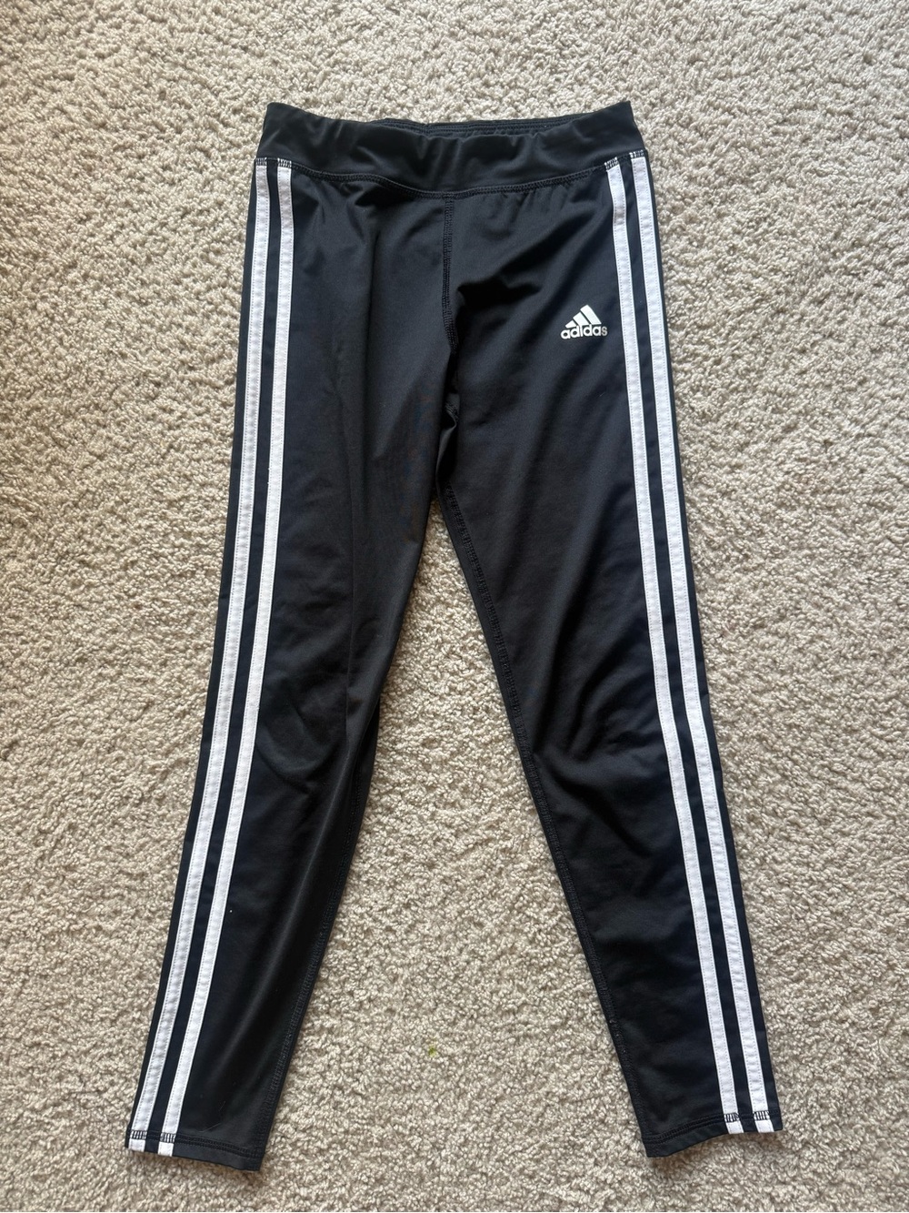 adidas Black Leggings with White Side Stripes and Logo